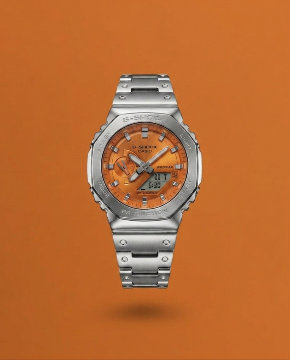 G-SHOCK GM-2100D ORANGE COLOUR STAINLESS STEEL