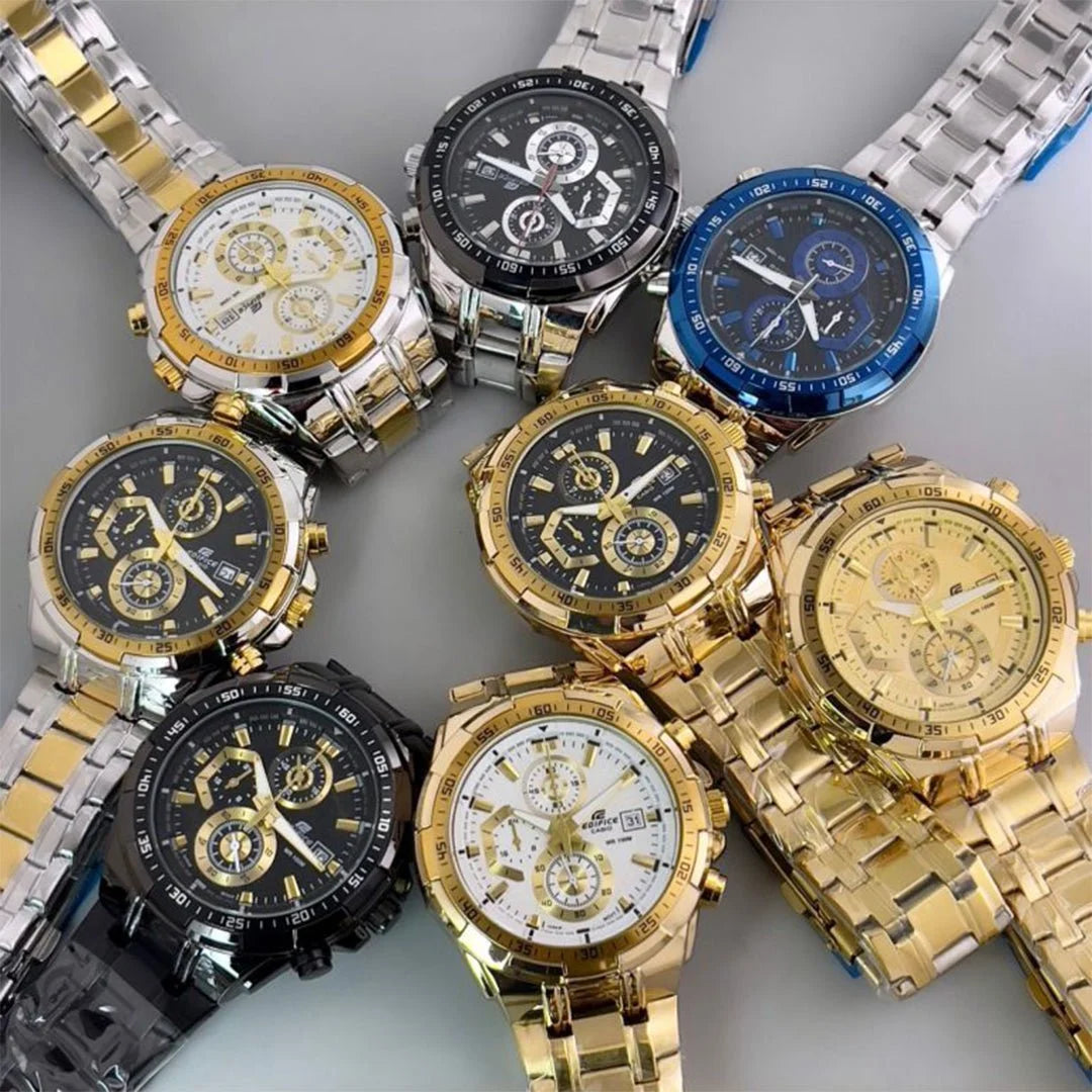 Edifice Silver Gold Black Metal Watch