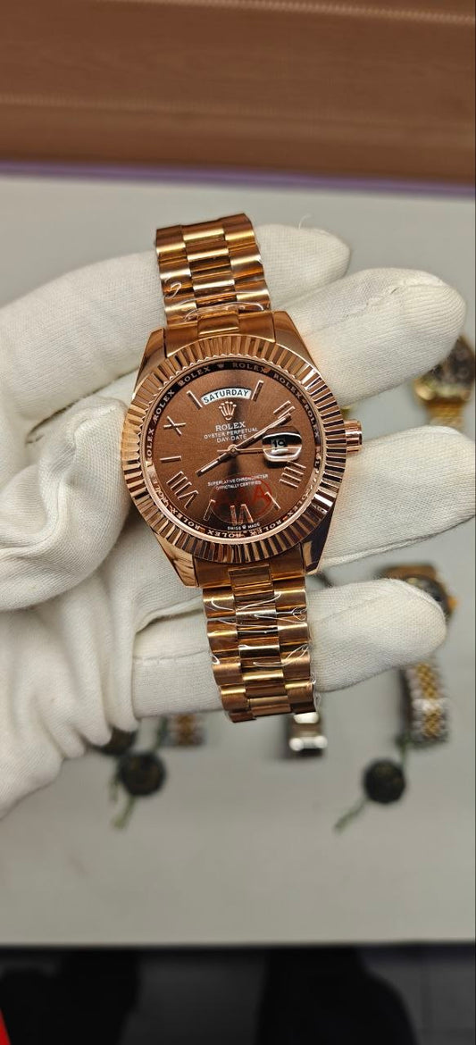 Rolexx Daydate Roman Face Bronze Japan Quality