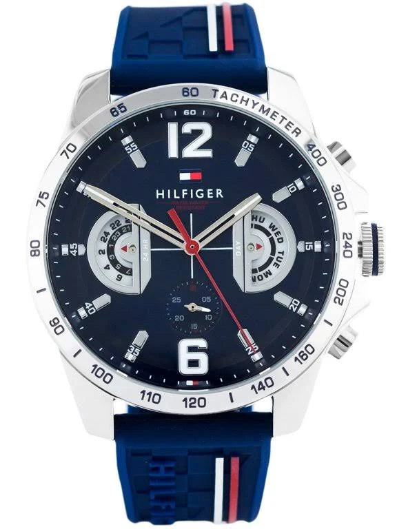 TOMMY HILFIGER DECKER SILICON BELT SILVER BLUE